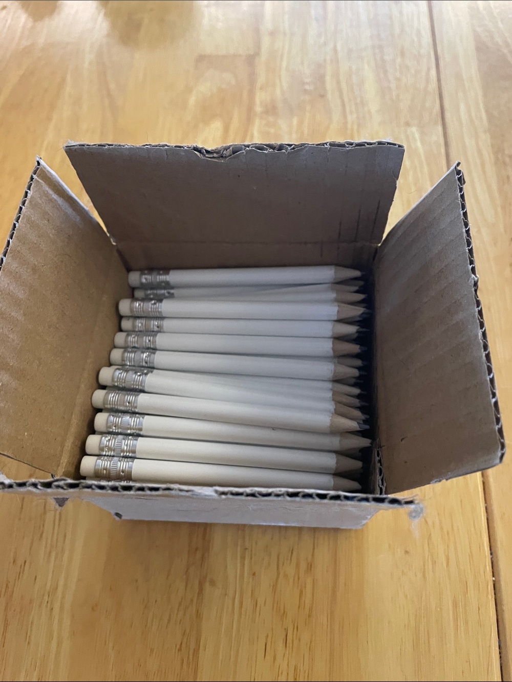 White Wooden Pencil Set with Eraser - Multipack
